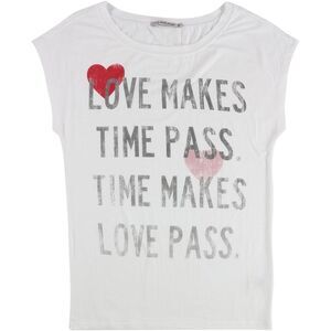 TRULY MADLY DEEPLY Womens Love Makes Time Pass Graphic T-Shirt, whtmulti, L